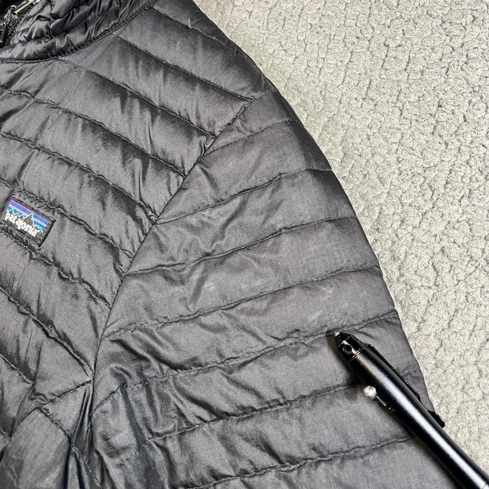 Patagonia Down Sweater Jacket Women's Medium Black Puffer Full Zip Cloudera Logo - Picture 11 of 14